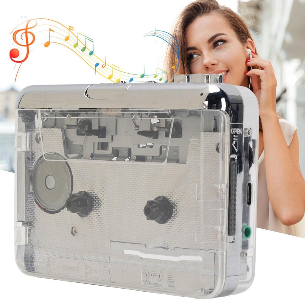 Elprico Portable Cassette USB C Tape to MP3 Auto Rewind Noise Cancelling Stereo Sound for Laptop Player, Converter, & Headphones, PC,