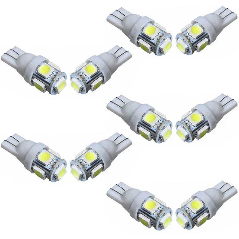 20 PCS Car LED Bulb T10 W5W 194 LED Signal Light 12V 5050 6000K White Auto Interior Dome Reading Maps Side Wedge Trunk Lamps
