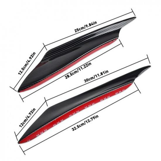 4Pcs Carbon Fiber Car Bumper Canard Fin Splitter Diffuser Valence Spoiler Lip