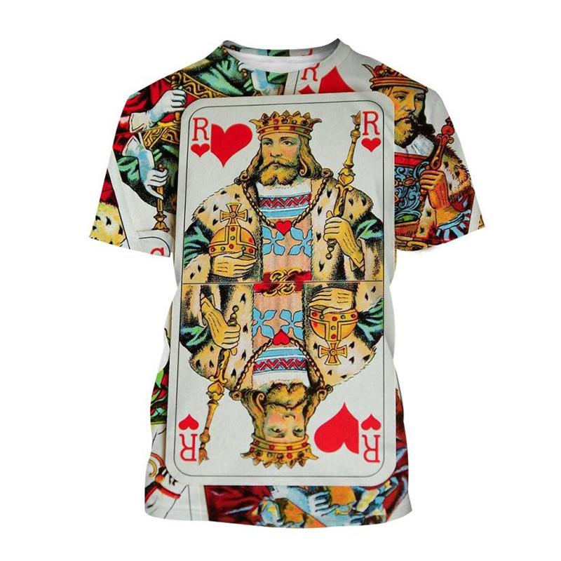 Retro 3D Tisk Kostky Poker Tričko Pro Muže Kreativní Cool Letní Krátkorukávová Trička Osobnost Streetwear Tričko Topy Oblečení