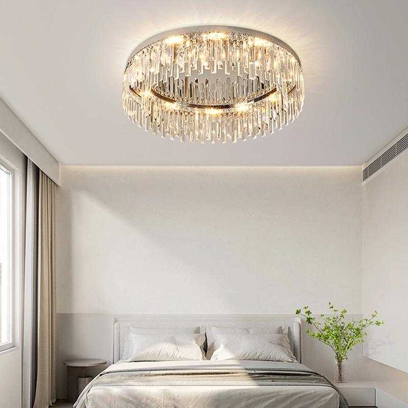 Luxury LED Crystal Ceiling Light: Round & Rectangular Dimmable Pendant for Living Room, Dining Room, Bedroom, Hall.