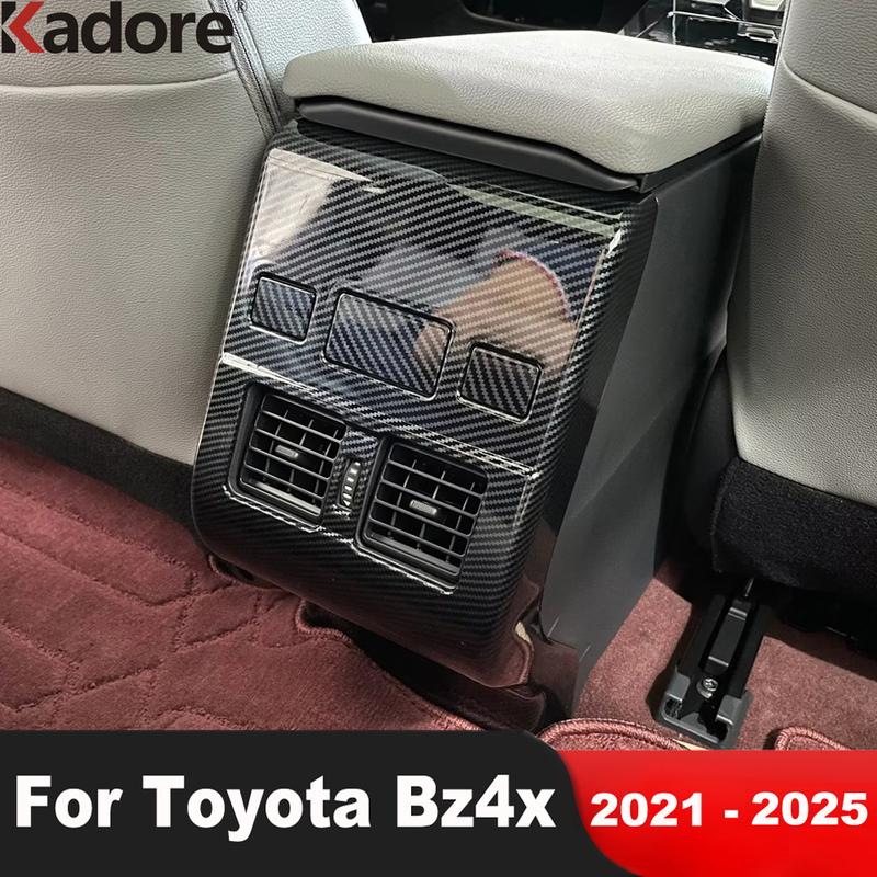 Car Armrest Box Rear Air Condition Vent Outlet Cover Trim For Toyota Bz4x - 2024 2025 Carbon Fiber Interior Accessories