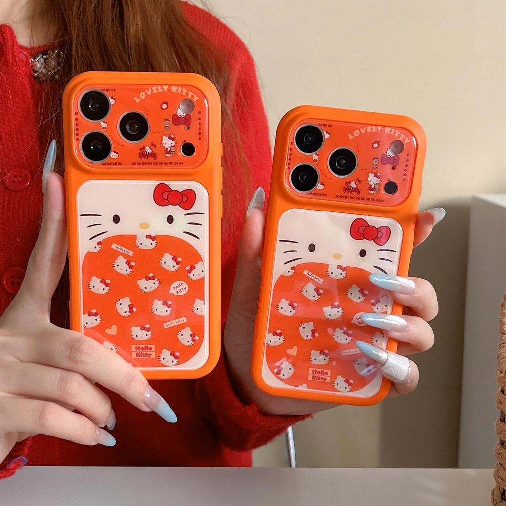 Cartoon Orange Cat iPhone 15 Pro Max Case - Anti-Fall, Big Window Design