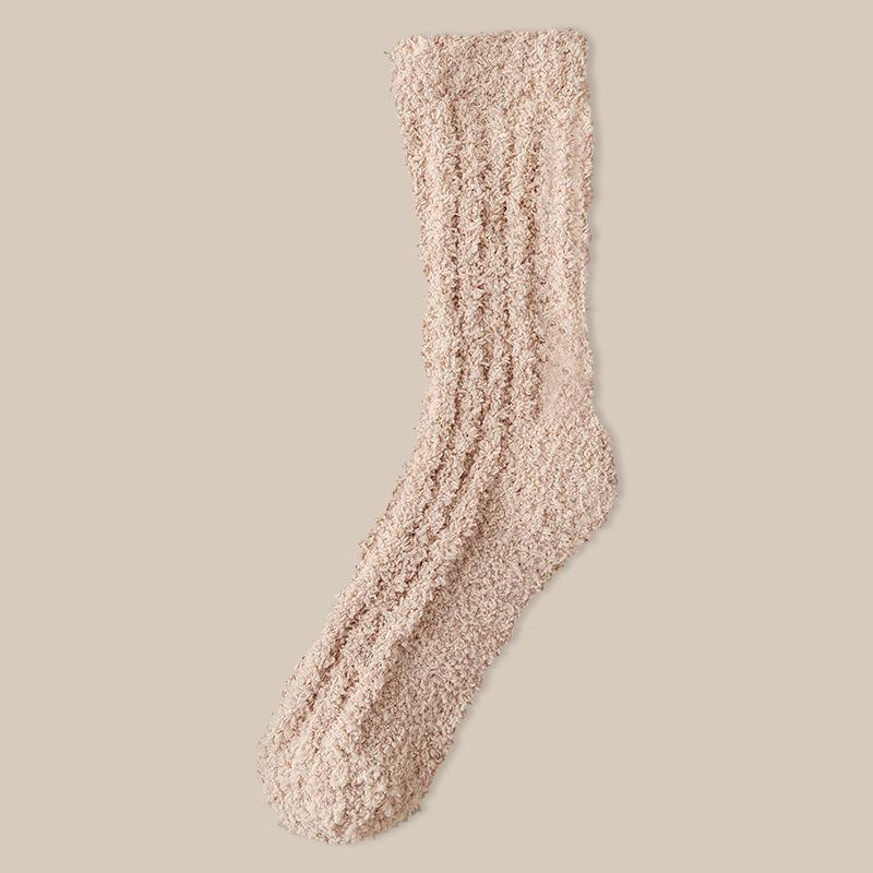 Coral velvet socks for women autumn winter thick warm couple home men's mid-tube sleeping socks plush moon floor socks