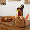 Plush Turkey Toy for Thanksgiving, Harvest Festival Fall Stuffed Decorative with Pilgrim Hat, Plushie Table Centerpiece Decoration Decor