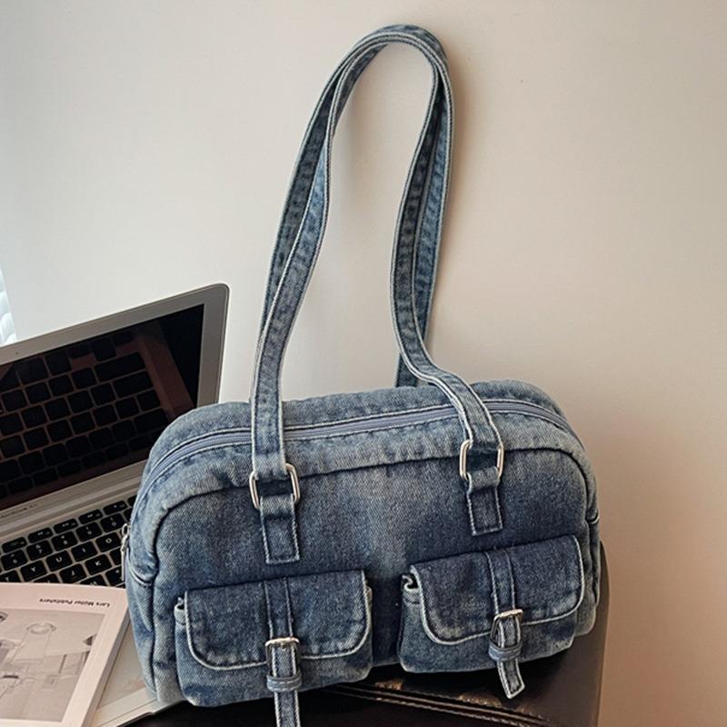 Retro Portable Bowling Bag Women's New Trendy Fashion Armpit Bag Large Capacity Simple Shoulder Bag