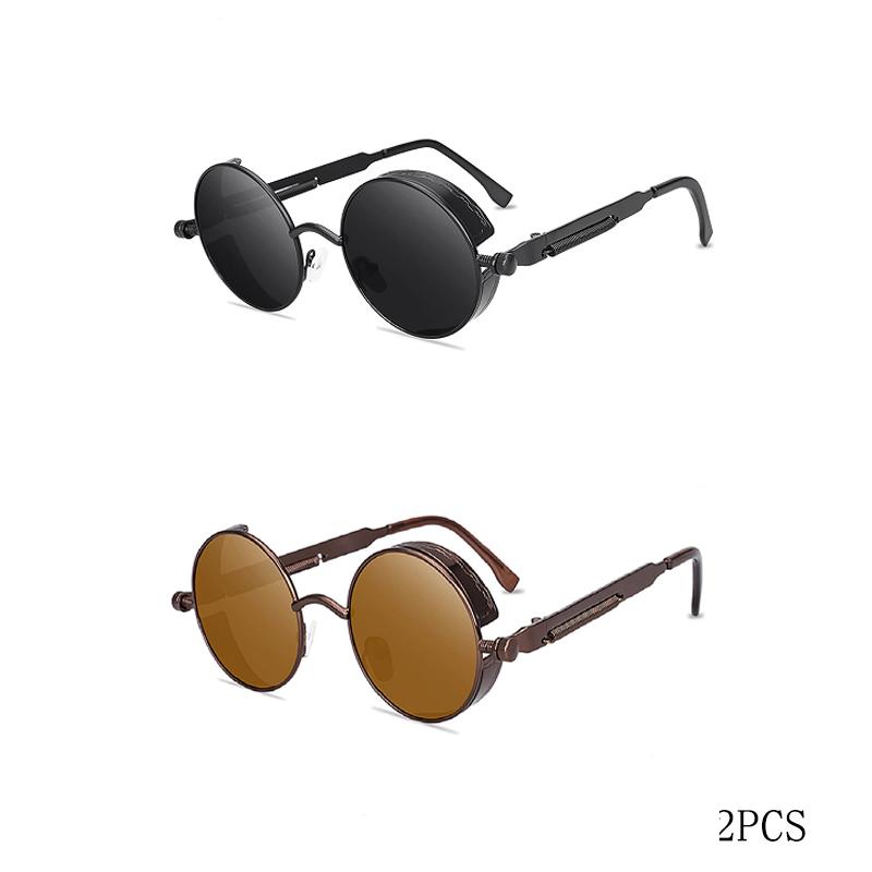 Classic Gothic Steampunk Sunglasses Men Women Brand Designer Vintage Round Metal Frame Sun Glasses High Quality UV400