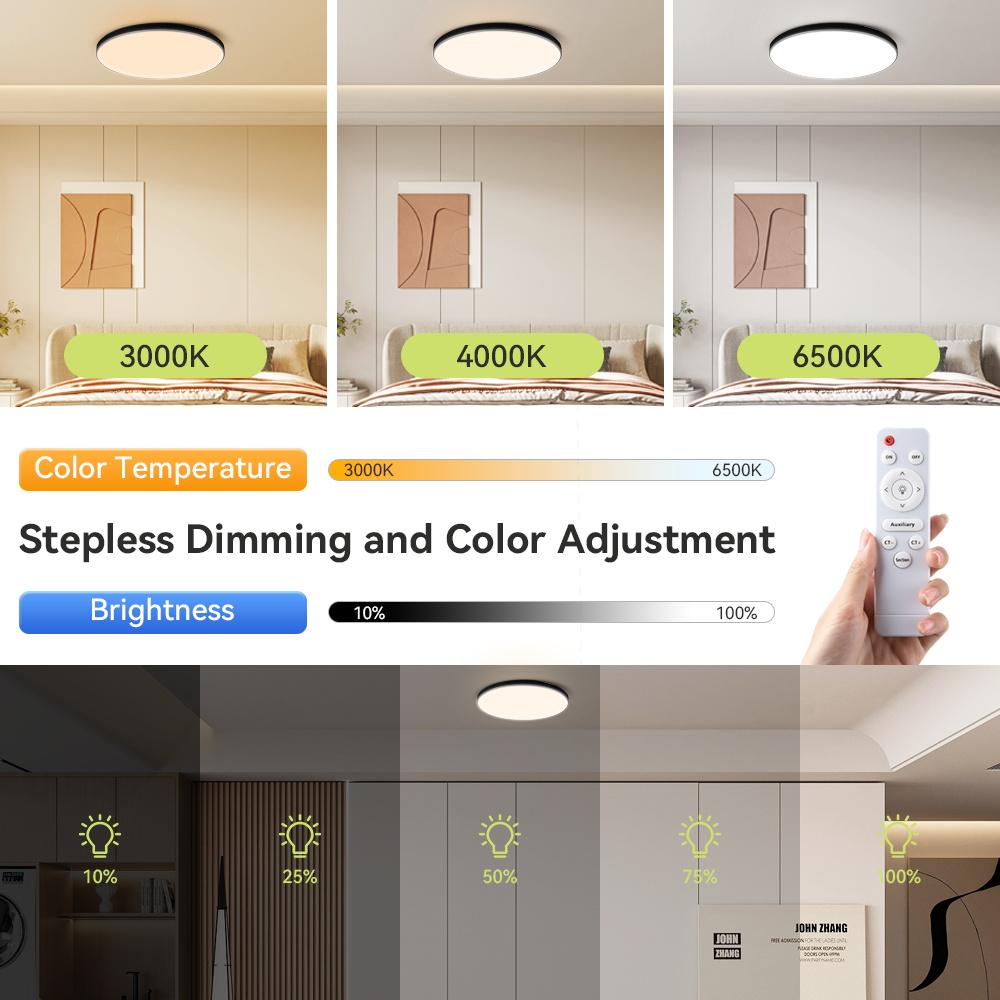 Plafoniera LED Dimmerabile con Telecomando Lampada da Soffitto Rotonda Ultra Sottile a Incasso per Soggiorno Camera da Letto AC85-265V