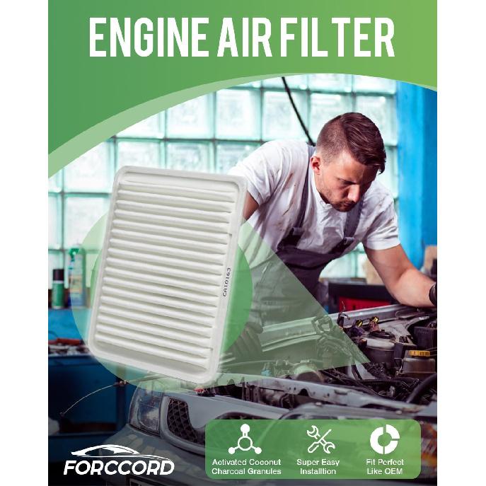 Cabin & Engine Air Filter Fit For Toyota Corolla 2009-19, Matrix 2009-14, Yaris 2007-18, Scion XD 2008-14, Vibe 2009-10 Activated Carbon Cabin Filter