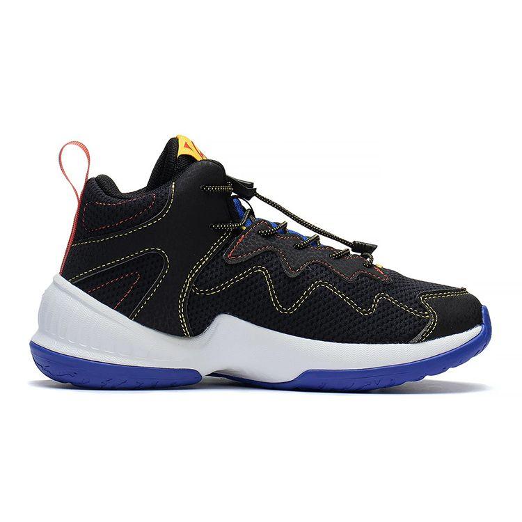 LiNing Youth  Rebound Shock Absorption Breathable Wear-Resistant Non-Slip Mid-Top Basketball Shoes Kids Basketball Shoes Black YKBS088-3