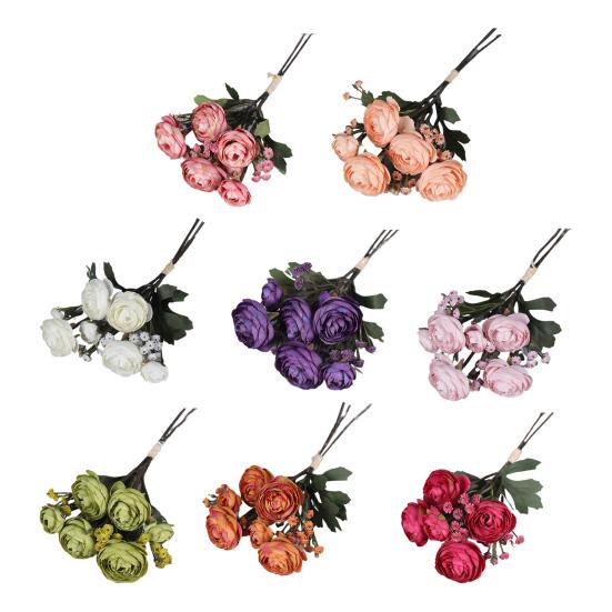 1 Bunch Artificial Camellia Flower Bouquet Realistic Fake Silk Flower