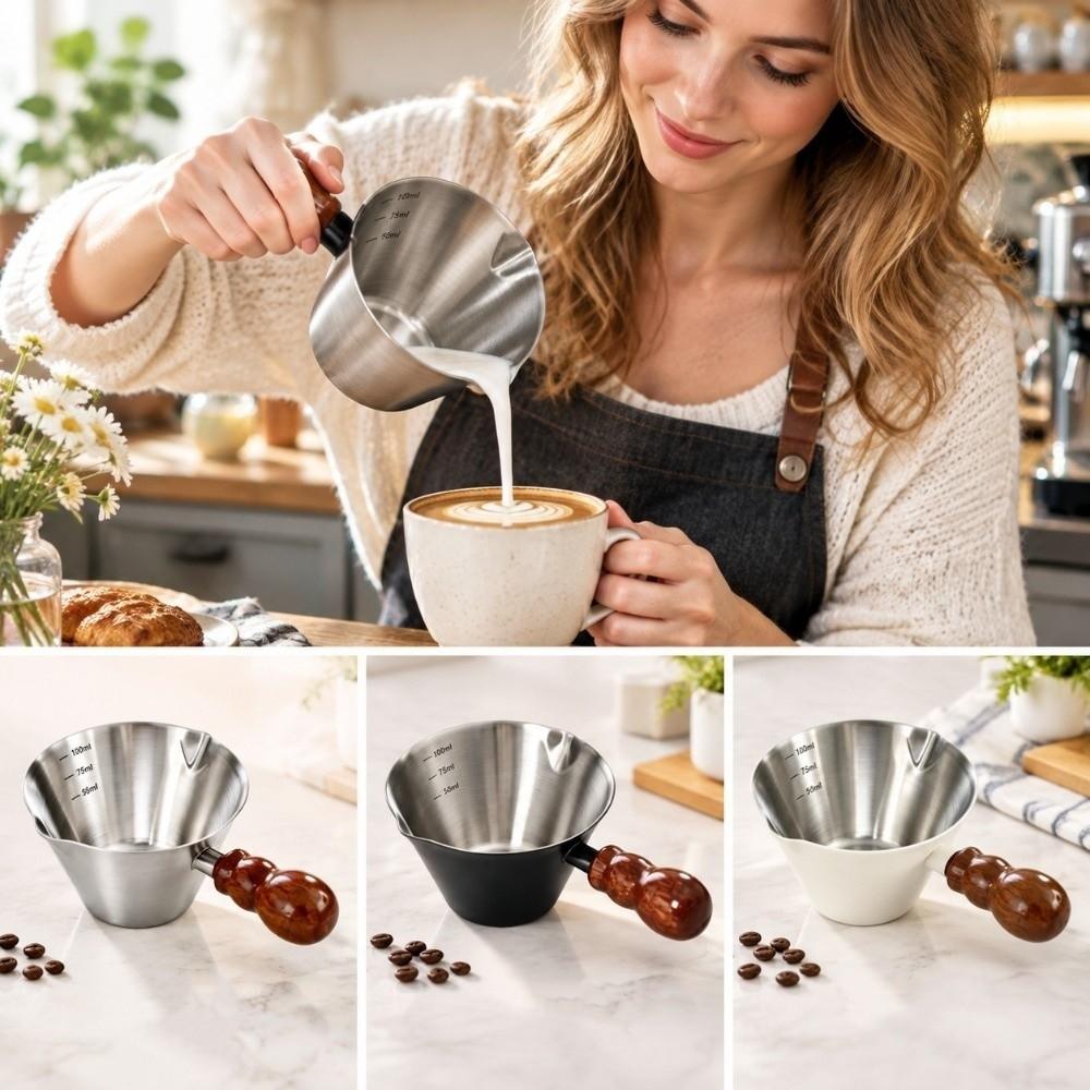 304 Stainless Steel Espresso Measuring Cup Double Spouts Coffee Extraction Cup Coffee Catch