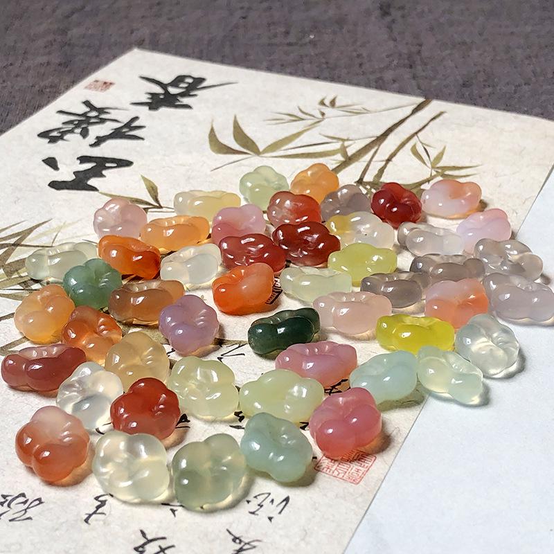 Natural Yanyuan Agate Ruyi Lock - Auspicious Cloud Pendant DIY Accessory