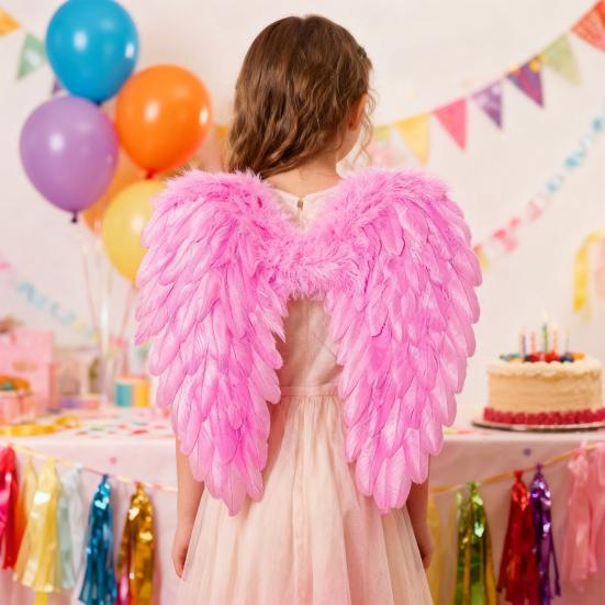 Yousheng Angel Wings for Kids Girls Fairy Feather Wings Costume Fancy Party Dress Up Accessories for Halloween Cosplay Party