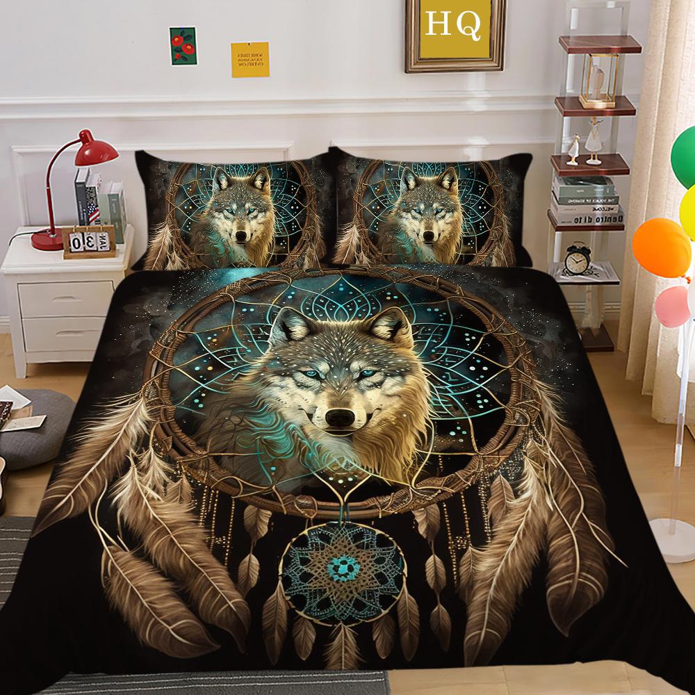 Bettbezüge, Wolf-Druck, Mikrofaser, Einzelbett-Bettwäsche-Set, Bezug für Kinder, weich, hochwertige Heimbettwäsche