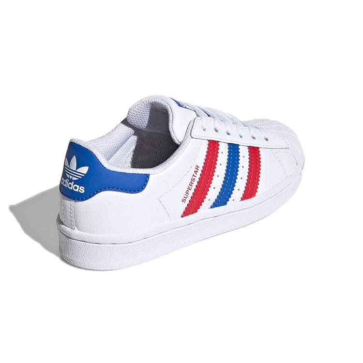 Adidas Originals SUPERSTAR Low top Skateboard Shoes White Blue Red Children Aged 3 7 Years Old FW5850