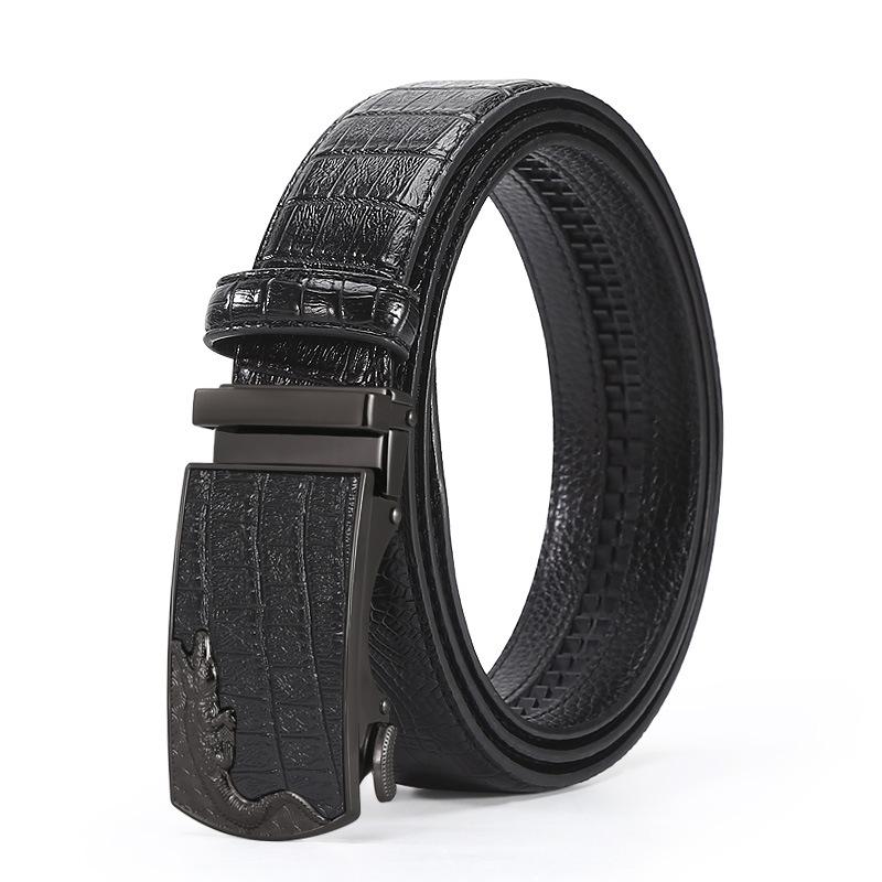 Premium Alloy Automatic Buckle Men'S Pure Cowhide Belt Business Fashion Versatile High-End Crocodile Pattern Belt