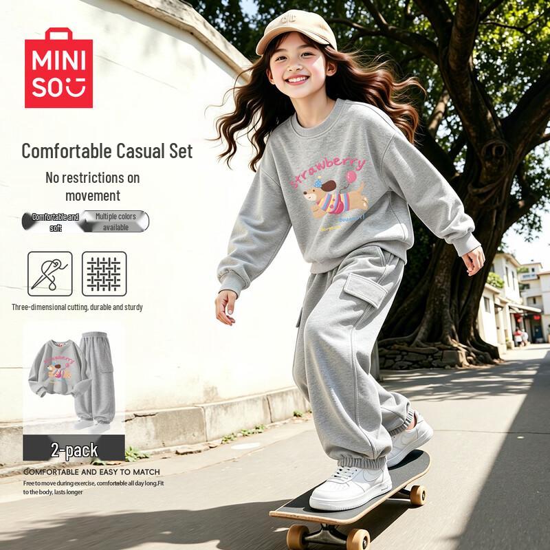 Girls' Sporty Pullover Sweatshirt & Pants Set