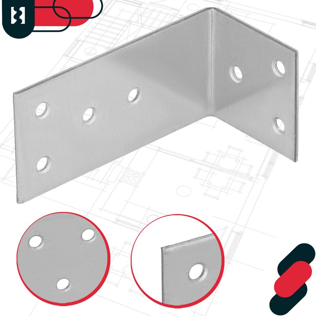 KOTARBAU® Carpenter's Angle Construction Connector Stainless Steel Galvanized 40 X 80 X 40 MM Set of 25 PCS