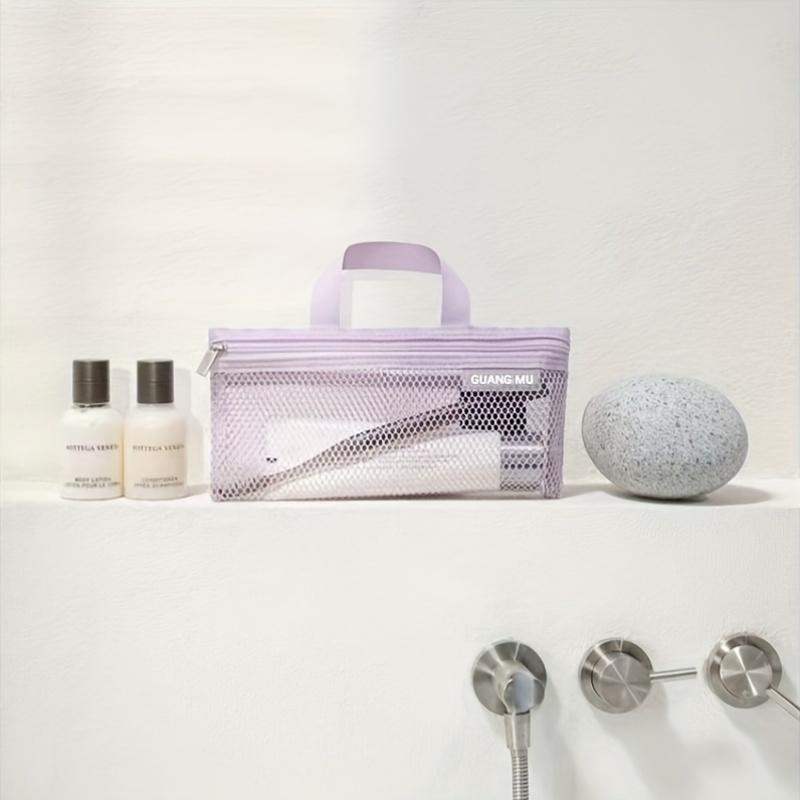 Mini Mesh Toiletry Bag Polyester Travel Organizer Pouches with Zipper Portable Toothbrush & Toothpaste Storage Lightweight & Versatile Use