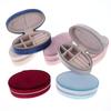 1pc Retro Oval Velvet Mini Portable Jewelry Box For Rings Earrings Bracelets Necklaces Zipper Jewelry Box (about 11*6CM)