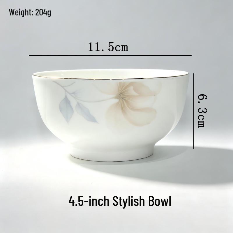 Set di stoviglie in ceramica smaltata con bordo dorato Yu Bao Fang - Elegante collezione di ciotole e piatti per la nuova casa.
