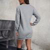 Neues Herbstkleid Langarm Gerade Einfarbig Pulloverrock