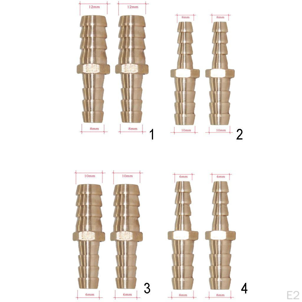 2pcs Brass Barb Splicer Mender Straight Hose Tube Fitting Fuel Joiner