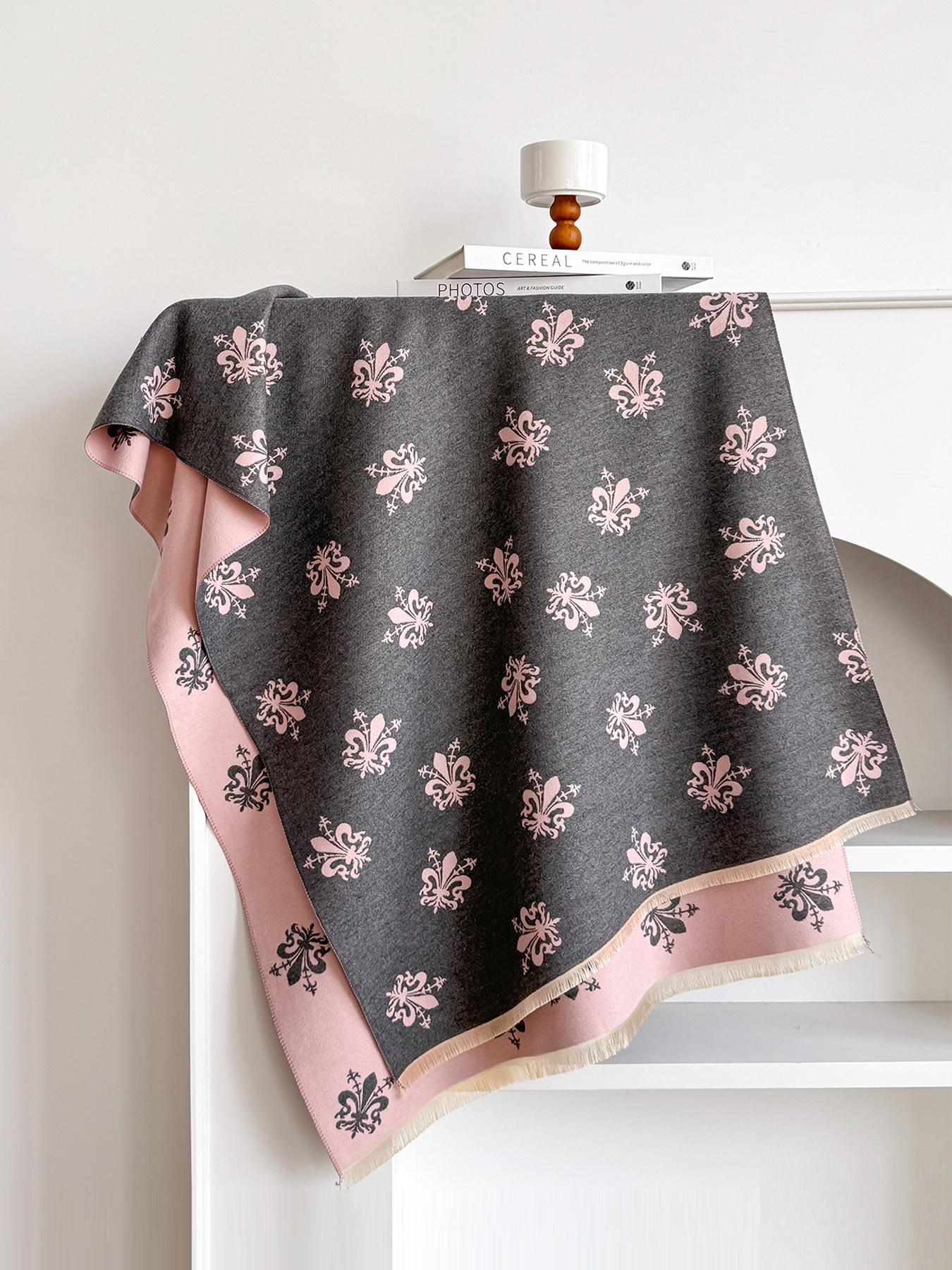 

Winter Elegance Women S Pattern Scarf - Thick Faux Pashmina Two-Sided Shawls, Cozy Warm Foulard & Female Blanket Wraps