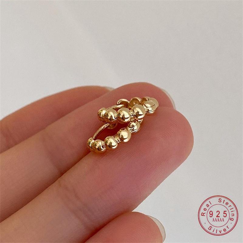 

925 Sterling Silver Plated 18K Gold Metal Beads Earring for Women Versatile Temperament Jewelry Silver