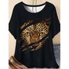 XL-7XL Plus Size Women's Men Cartoon Cat Casual 3D Print Loose V Neck Short Sleeved T-shirt Top