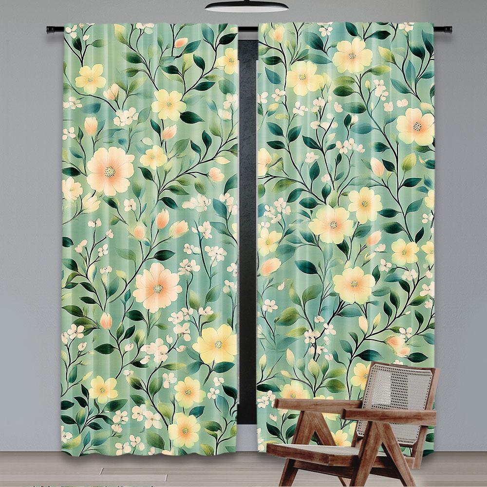 Set Of 2 Vintage William Morris Curtains Original Design Flower Green Leaf Home Decoration Living Room Bedroom Curtain Polyester Ideal For Great