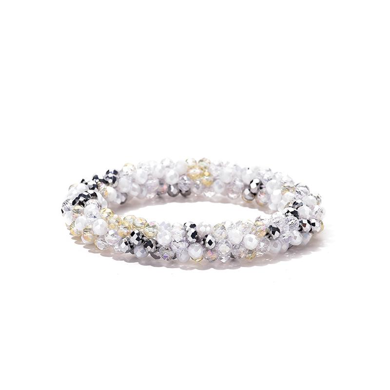 Multicolor Boho Elastic Bracelet Bangle For Women Vintage Rope Weave Handmade Glass Crystal Beads Stretch Bracelets Zircon Gift