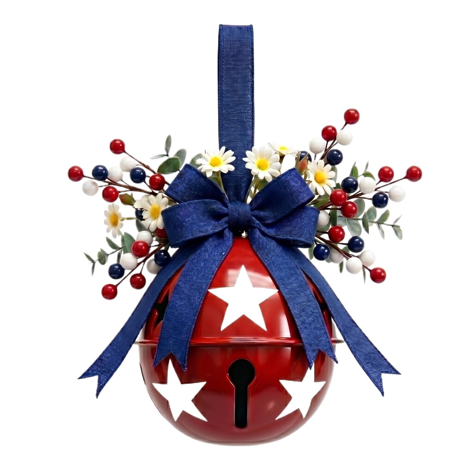 

Decorative Bell Wreath with Stars Floral and Accents for Door Wall Table Independence Day Memorial Day One Size красный