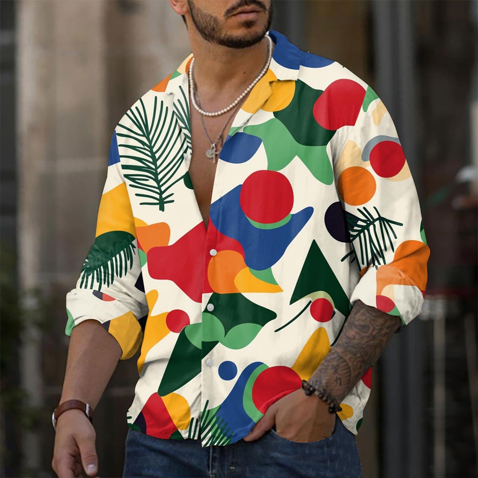 

Мужская повседневная свободная рубашка с длинными рукавами, модная рубашка с лацканами, топ XL красный