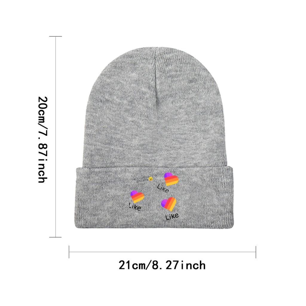 Likee App Logo Likee Heart Rainbow Graffiti Knitted Hat Women's Unisex's Beanie Winter Hats Polyester  Warm Melon Cap