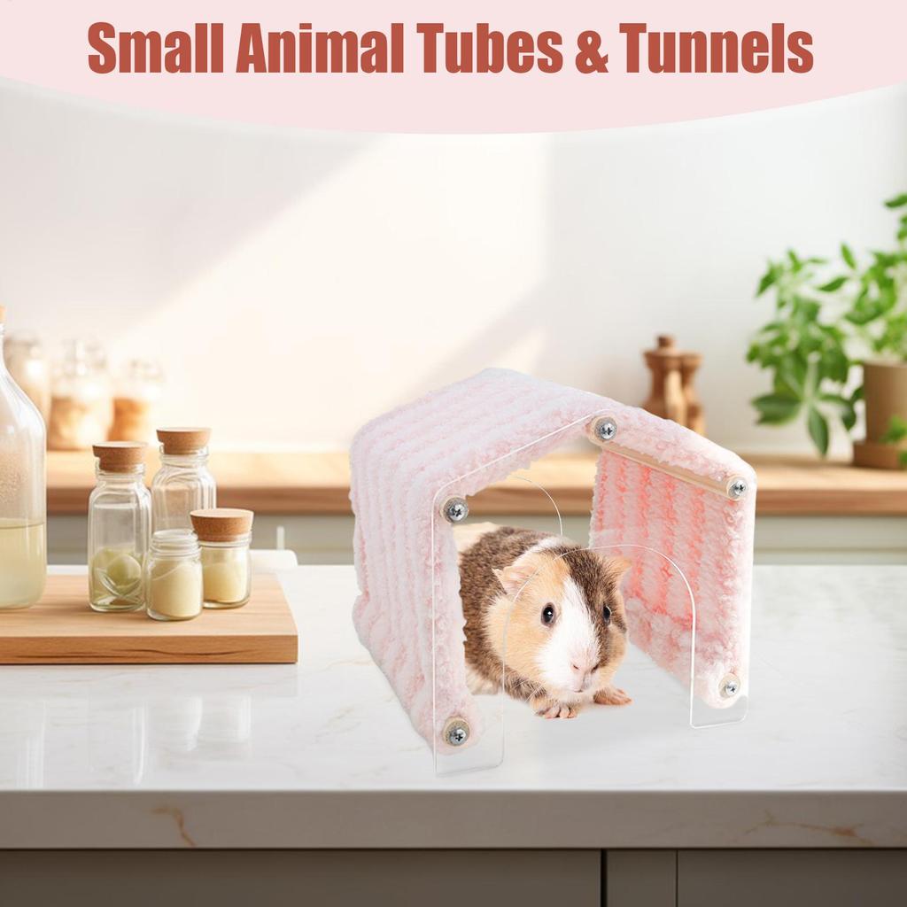 Chinchilla Tunnel Soft Plush Habitat House Decoration Acrylic Door Detachable Animal Habitat For Hedgehog Chinchilla Hamster