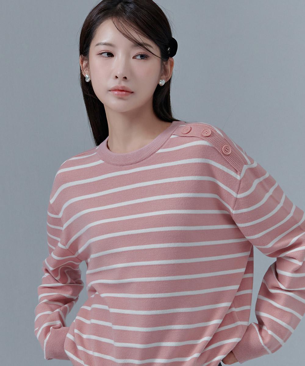Chase Cult Women S Button-Detail Striped Sweater-Cfrg5271D0P Pink/85