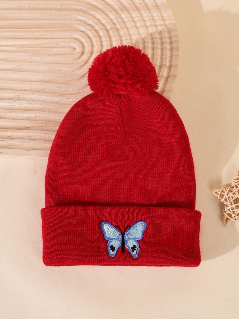 In Herfst En Winter, Gebreide Mutsen Met Vlinderafdruk, Truien En Hotselling Wolmutsen Voor Reizen En Warm Blijven