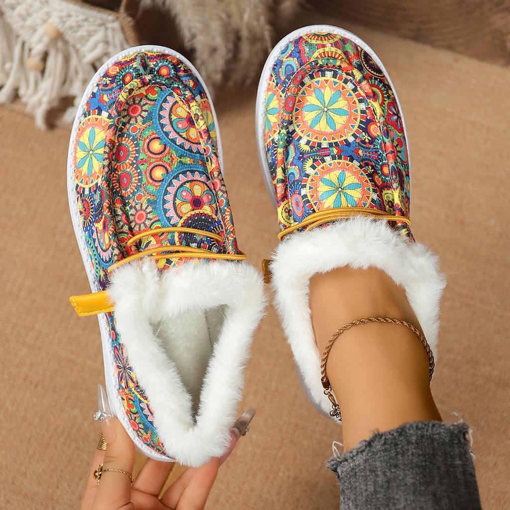 Women Snow Boots Thickened Fluff Comfortable Boots Women Casual Lace Up Warm Shoes Plus Size Thickened Cotton Shoes for Women