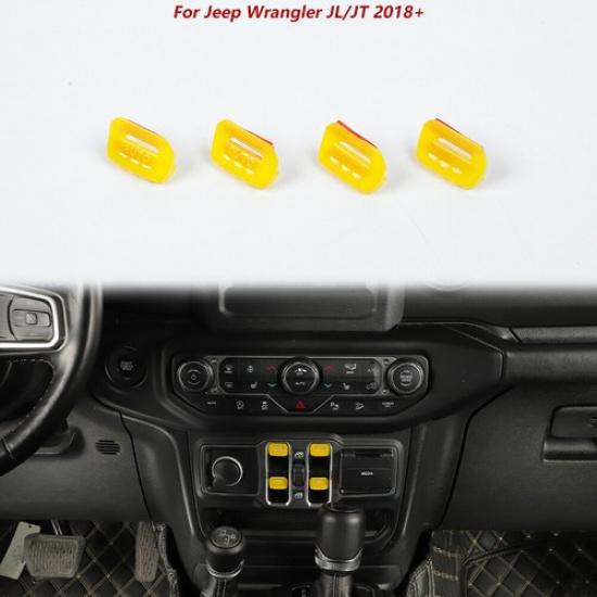 Window Control Switch Lift Button Trim Cover For Jeep Wrangler JL JT 18+ Yellow