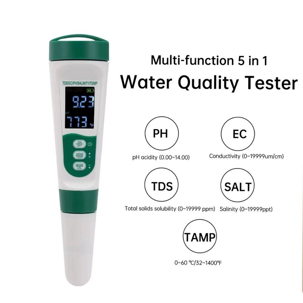 LCD Digital Display Water Quality Tester Multifunction Digital PH Meter Salt Tester  Aquarium