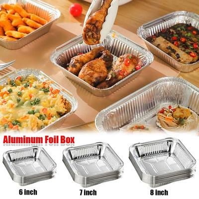 10Pcs Non-stick Aluminum Foil Box 6/7/8 Inch Air Fryer Tray Durable Food Tin Foil Tray