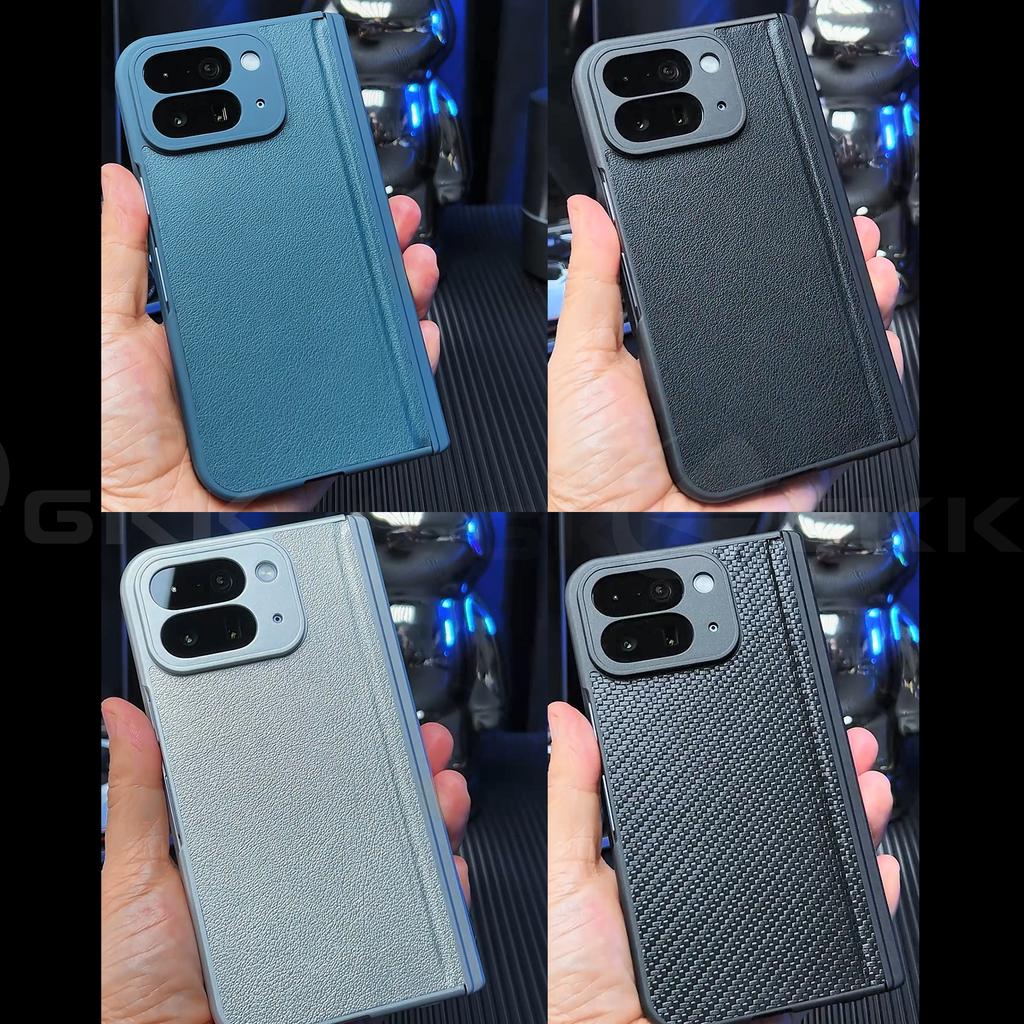 Magnetic Hinge Plain Leather Case for Google Pixel 10 9 Pro Fold Outer Screen Glass Stand Armor Cover for Pixel 10 Pro Fold Case