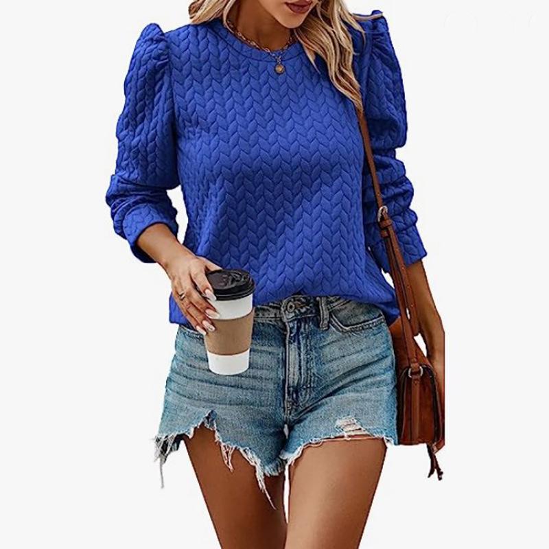 2024 Autumn/Winter Women's Cable Knit Loose Long Sleeve Round Neck Pullover