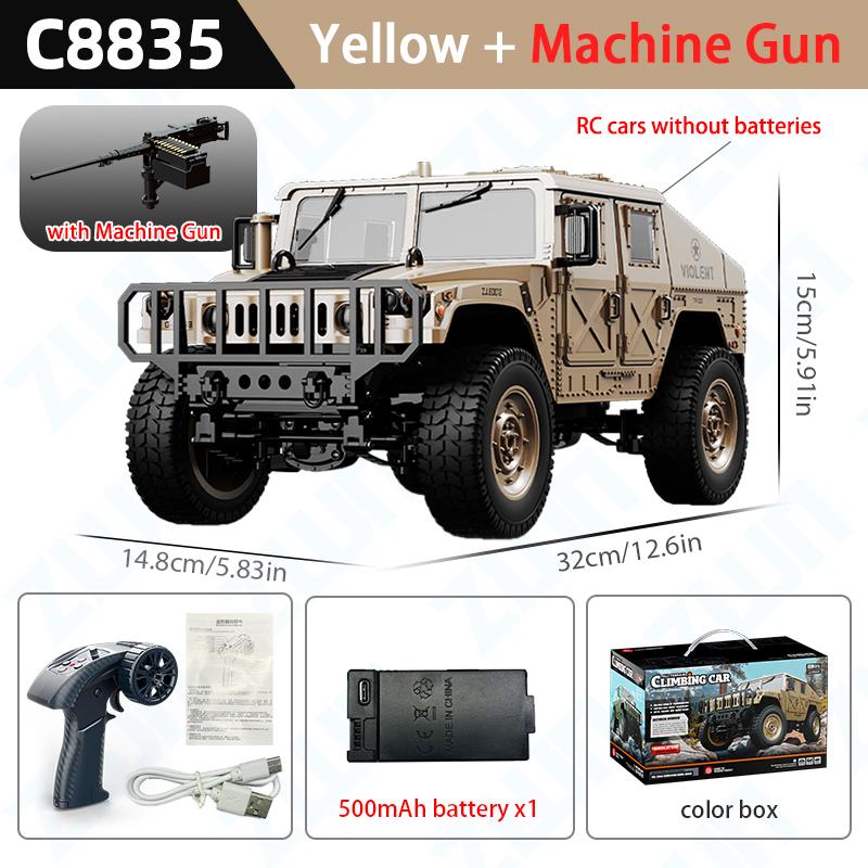 C8835 1:14 2.4G RC Car Simulation 4x4 All-terrain Off-road Climbing Vehcile Remote Control Military Jeep Toy Best Gift for Kids