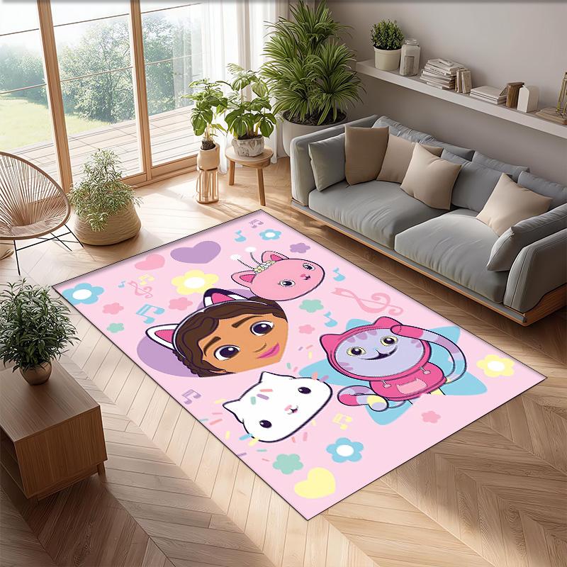 Gaby Dollhouse Printed Crystal Velvet Area Rug, Soft Anti-Slip Water Absorbent Floor Mat for Living Room Bedroom