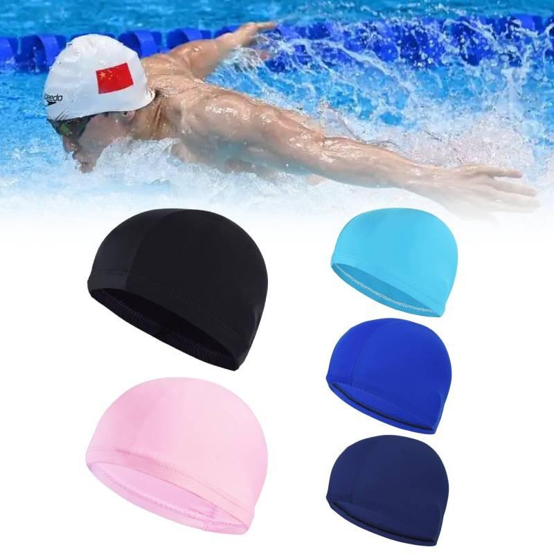 Color Solid Nylon Swimming Cap Durable High Elasticity Hat Outdoor Activities