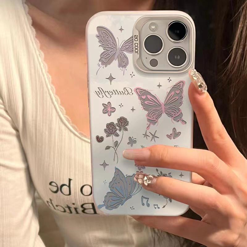 Rose Butterfly Phone Case for iPhone 12 To 15 Pro Max
