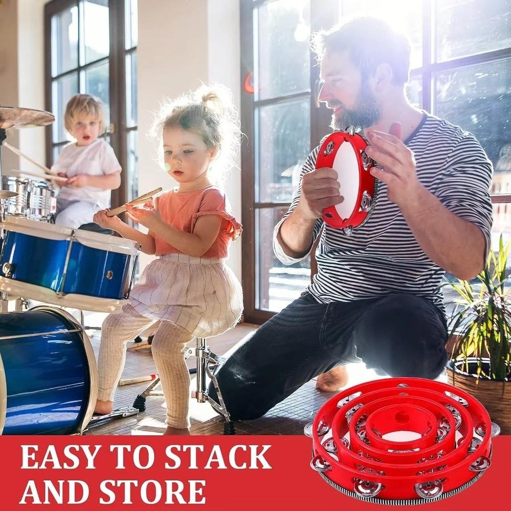 4/6/8/10 Inch Hand Held Drum Metal Jingles Children Drum New Percussion Toy For Party Games